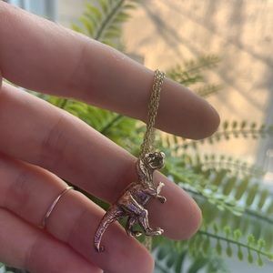 Verameat T-Rex Dinosaur Bone Necklace Gold Brass